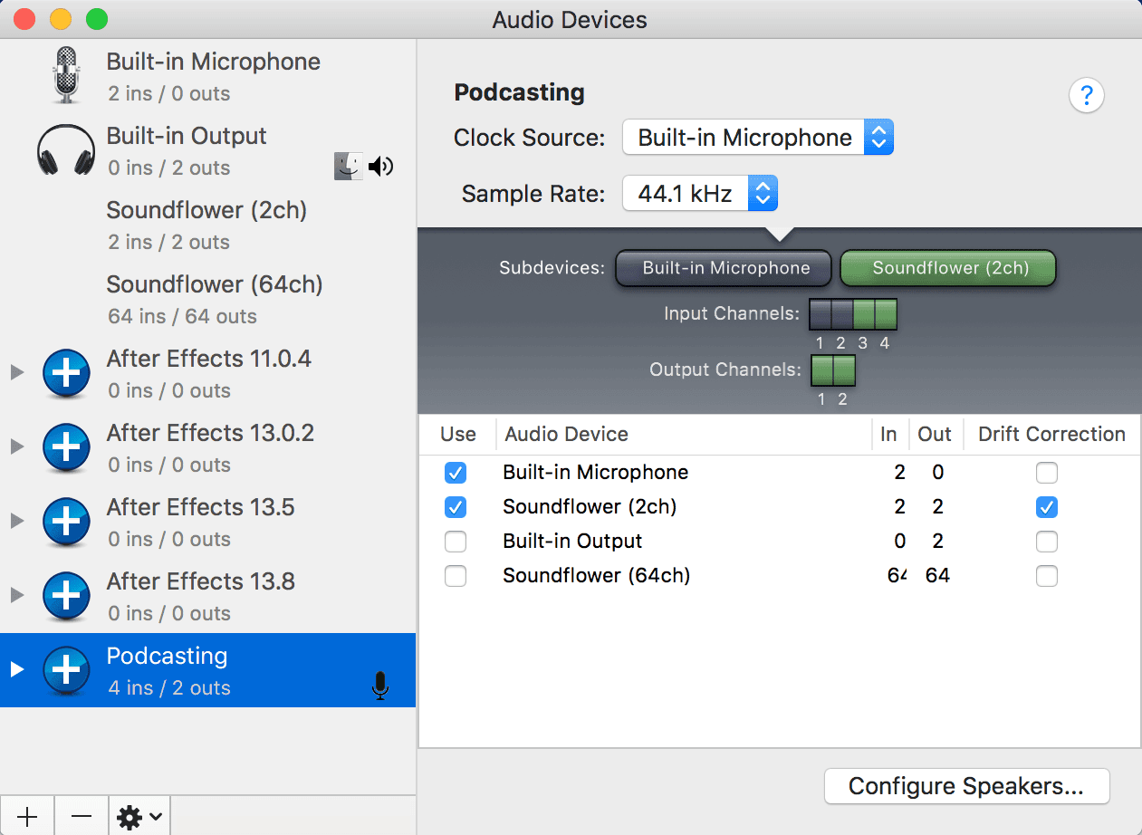 Aggregate Device Audio MIDI Setup