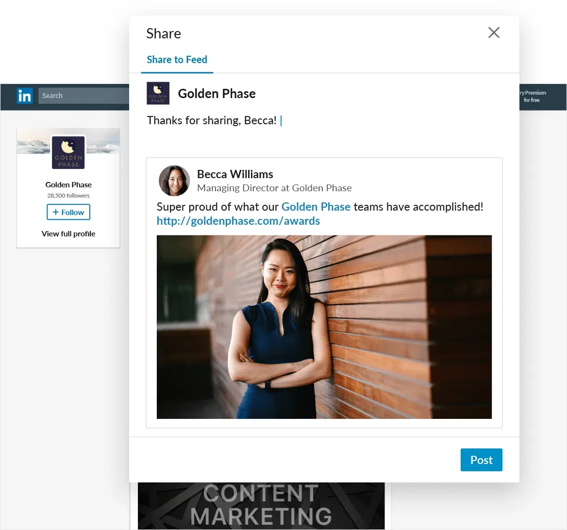 Linkedin Company Page Sharing