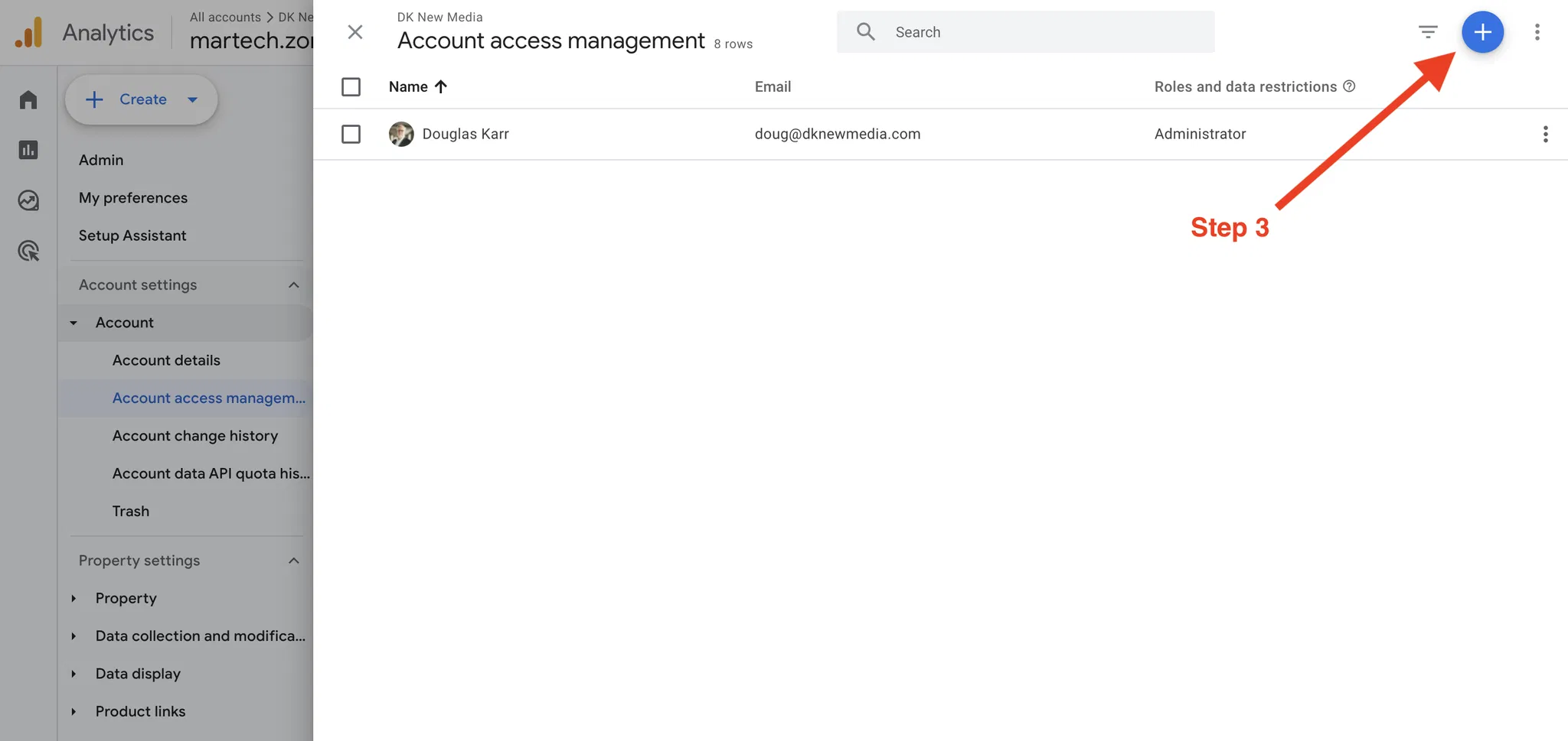 Google Analytics 4: Как обеспечить безопасный доступ к вашему консультанту или агентству 23 Управление аккаунтом Google Analytics Добавить пользователя
