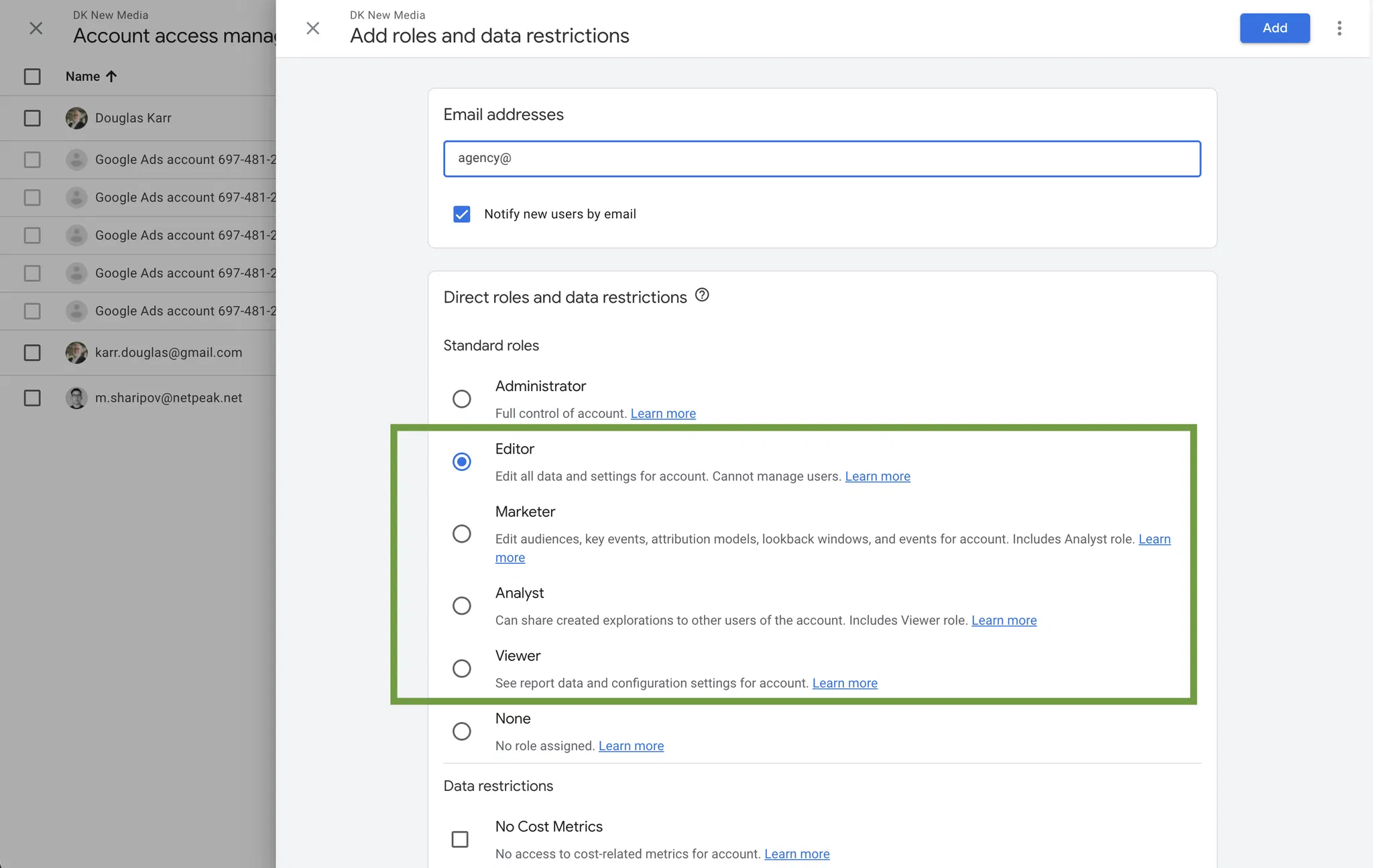 Google Analytics 4: Как обеспечить безопасный доступ к вашему консультанту или агентству 24 Роли пользователей Google Analytics