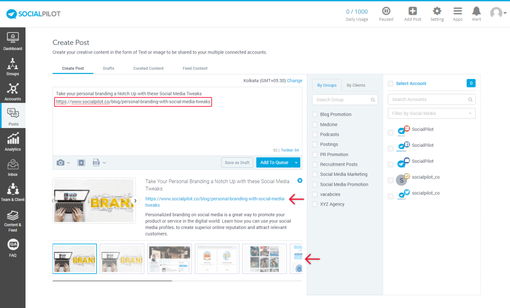 SocialPIlot User Interface