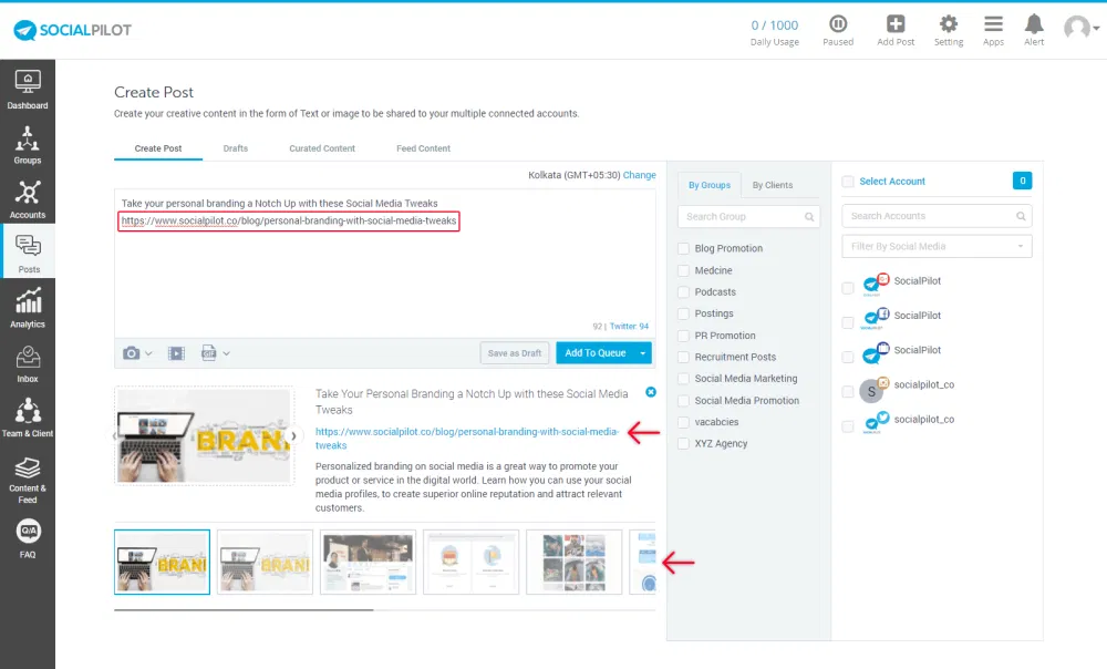 SocialPIlot User Interface