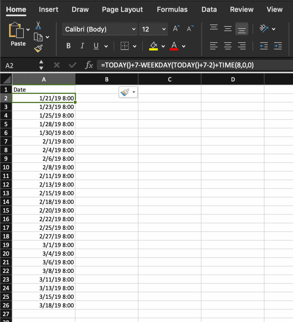 Excel: Formulas for Scheduling Social Media Updates by Day of the Week And Random Times 2 excel weekday formulas