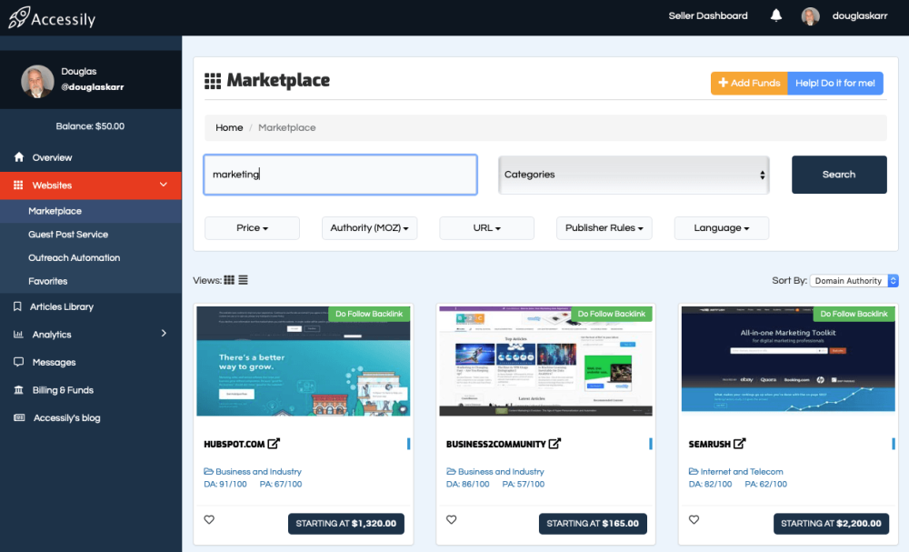 Accessily: Find Relevant Sites To Expand Your Reach and Search Engine Authority with Paid Guest Posts 2 accessily guest post marketplace