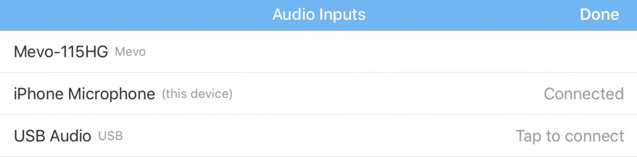 mevo-usb-audio
