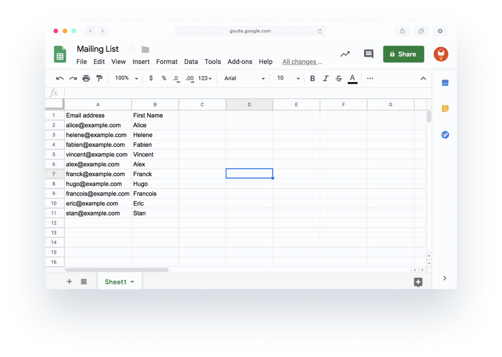 YAMM: Sending Personalized Mass Emails with Google Workspace 2 YAMM: Mailing list in a Google Sheet