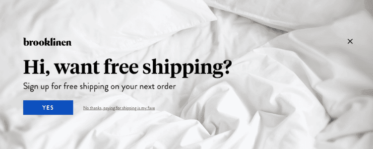Examples of Exit-Intent Pop-ups That Will Improve Your Conversion Rates 4 Free Shipping E-commerce Exit Intent Popup