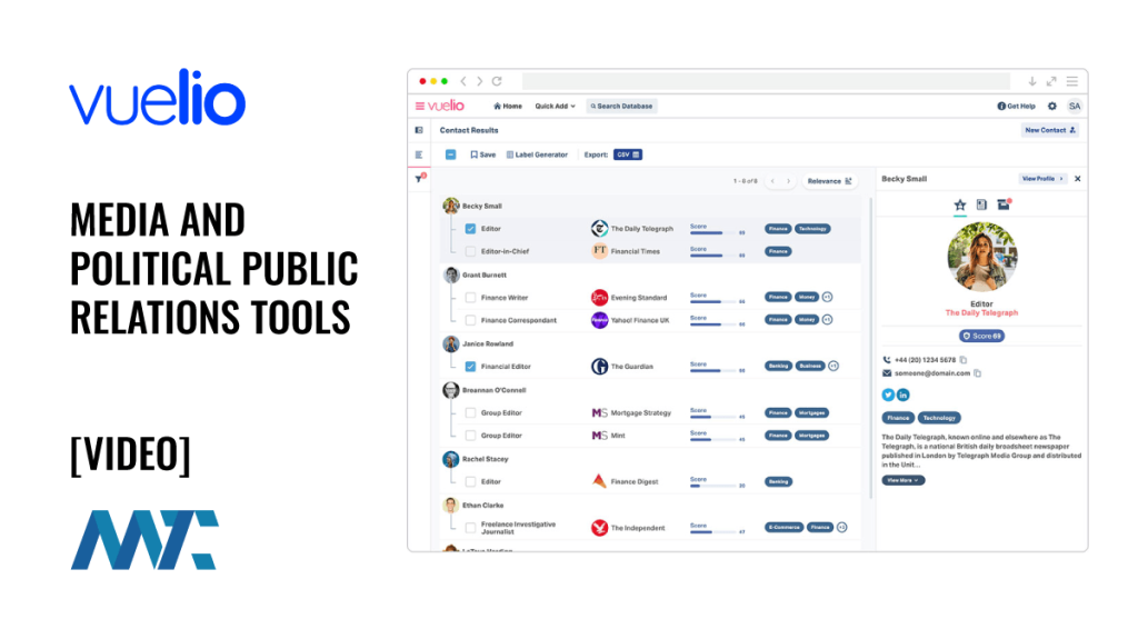 Vuelio: Media Relations and Political Public Relations Tools
