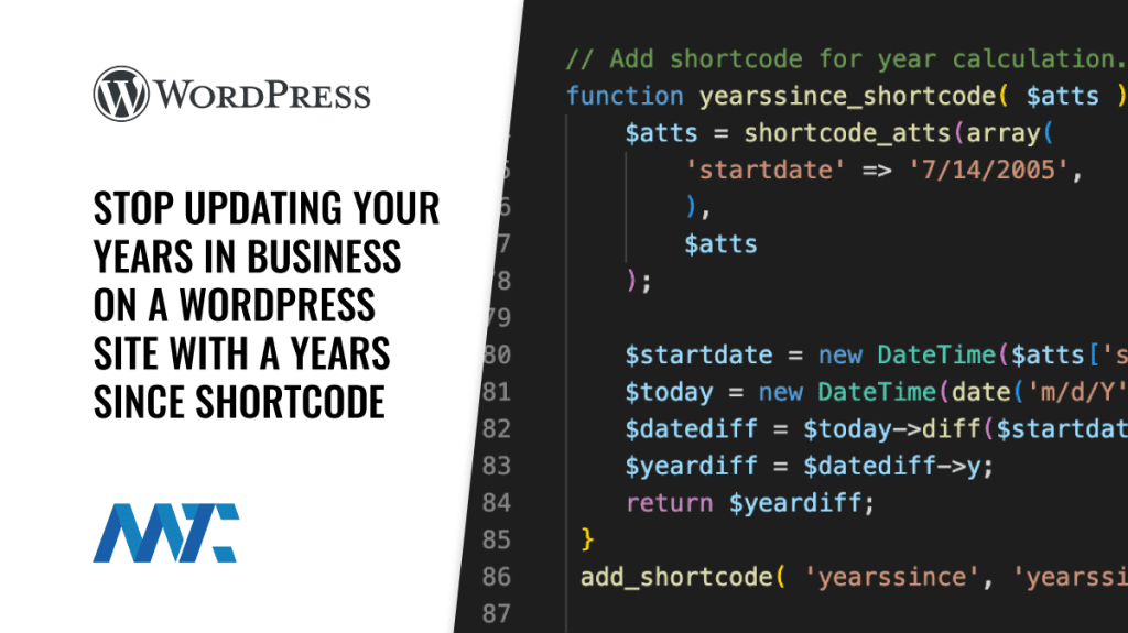 Shortcode To Calculate Years Since