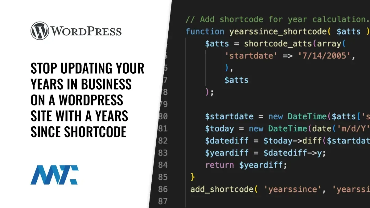 Shortcode To Calculate Years Since