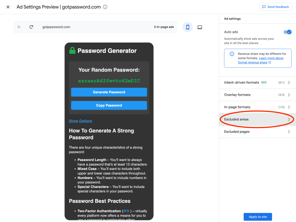 Google AdSense: Master Auto Ads and Exclude Ads from Unwanted Areas 2 Adsense Ad Settings Preview