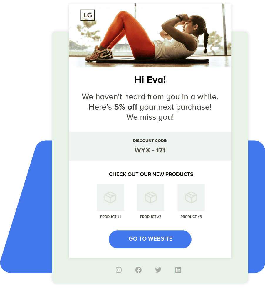 Ecommerce Winback Email Campaign with Discount Code