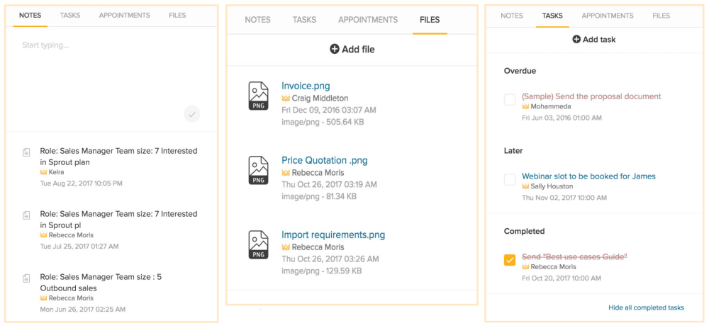 Freshsales Appointments, Tasks, Files, & Notes