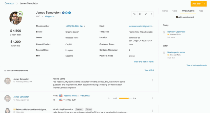 Freshsales CRM Contact View