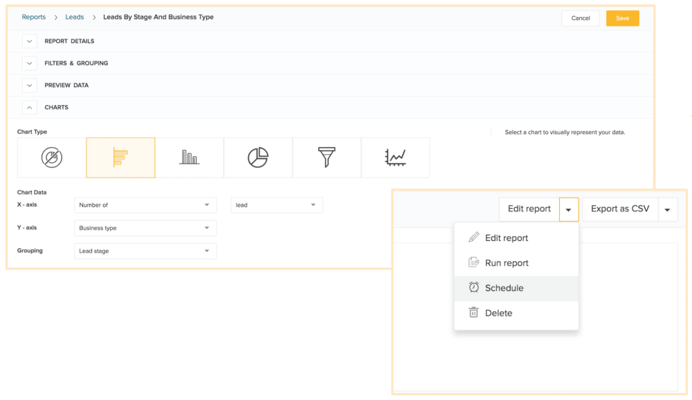 Sales Reports, Sales Cycle Reports, Sales Velocity Reports, Sales Forecasting Reports