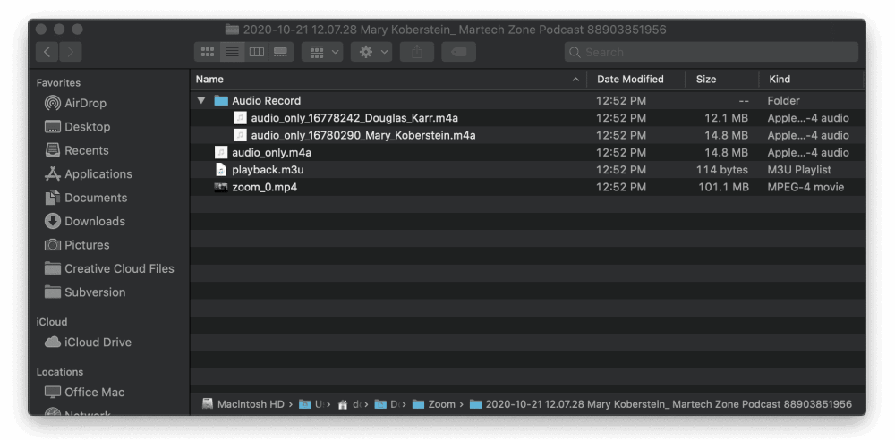 How to Use A Zoom Meeting to Record A Remote Guest On Your Podcast in Separate Tracks 3 zoom recording directory 1