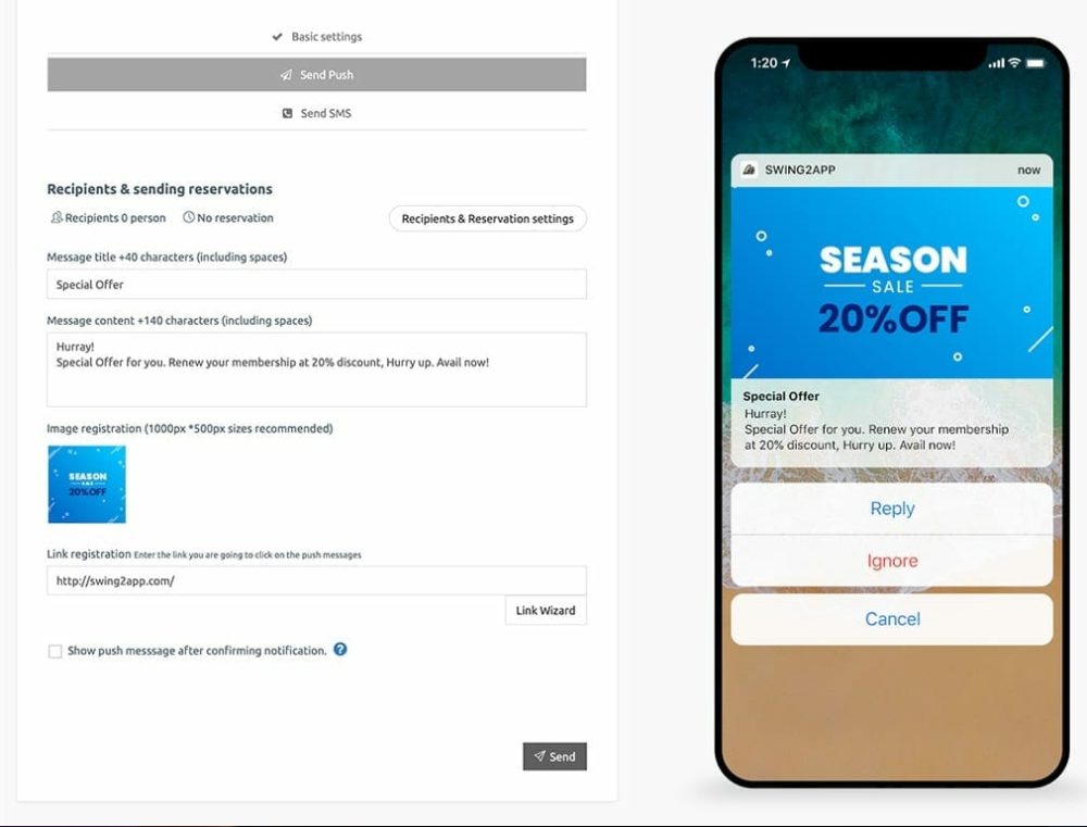 Swing2App: The Ultimate No-code App Development Platform 3 Swing2App Mobile App Push Notifications