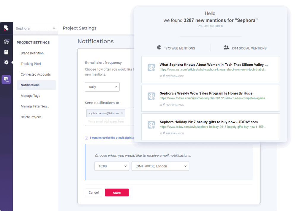 Brandmentions: Reputation Monitoring, Sentiment Analysis, and Alerts for Search and Social Media Mentions 4 real time notifications