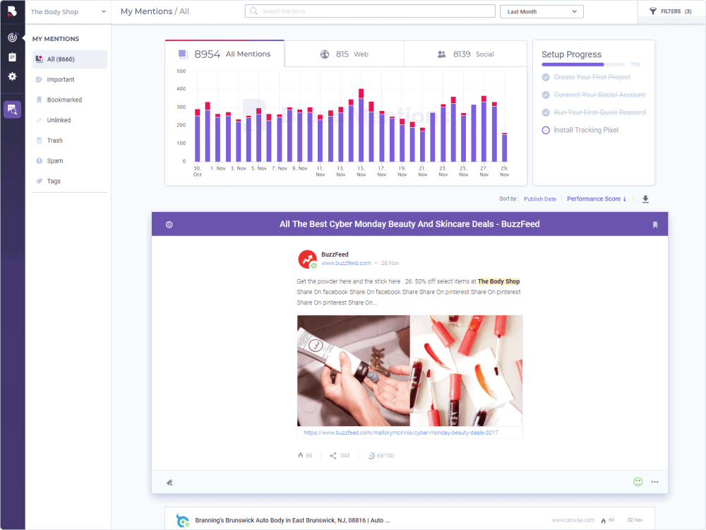 Brandmentions: Reputation Monitoring, Sentiment Analysis, and Alerts for Search and Social Media Mentions 2 web social listening