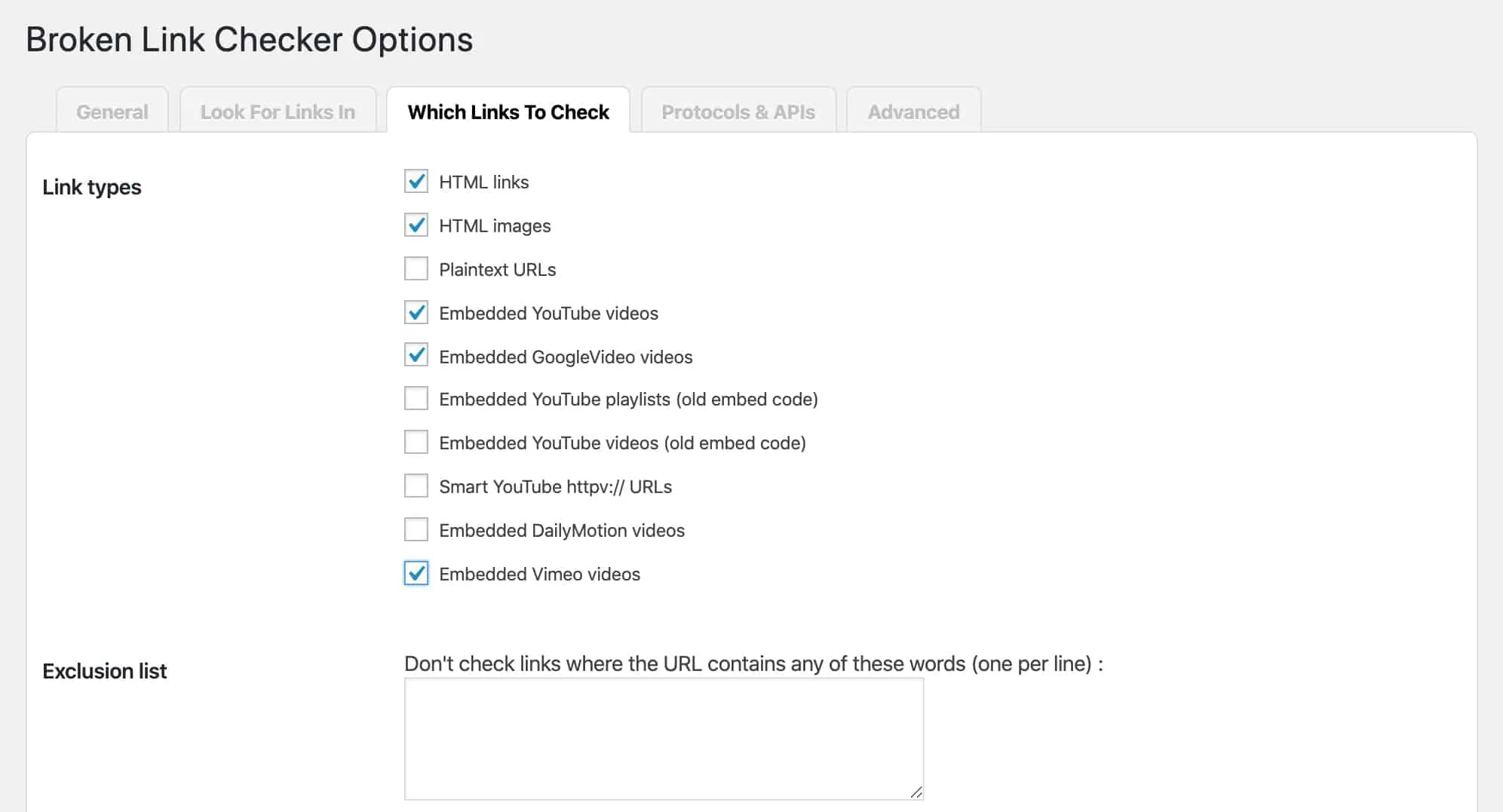 broken-link-checker-settings