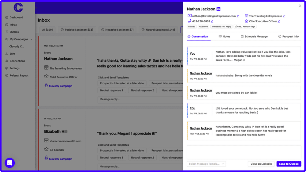 View all your prospect's LinkedIn contact information