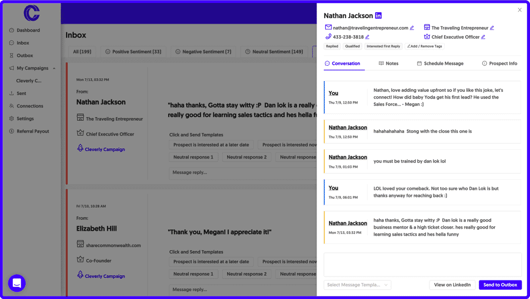 View all your prospect's LinkedIn contact information