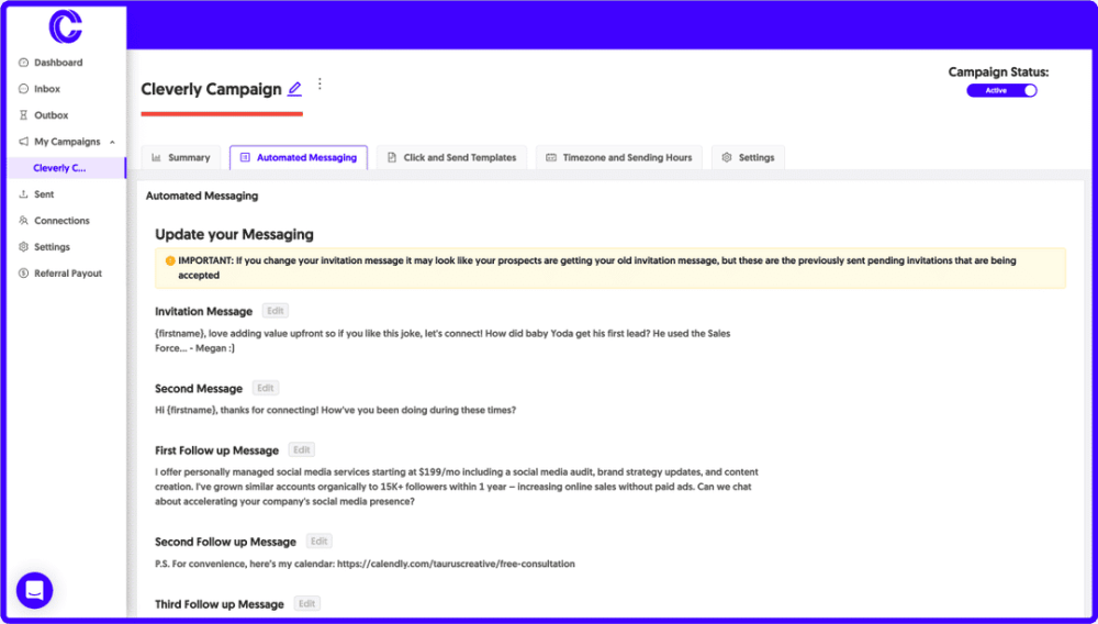Edit your LinkedIn outreach messages anytime