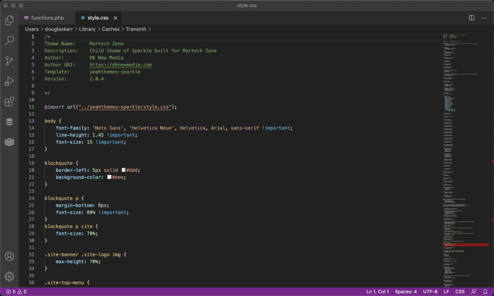 Visual Studio Code - Editing CSS