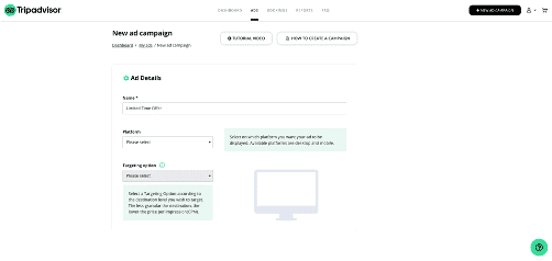 DanAds: Self-Service Advertising Technology For Publishers 27 Tripadvisor media manager - start a campaign