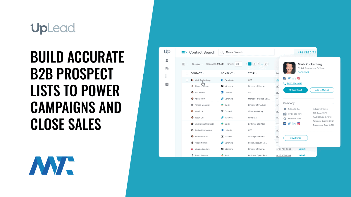 UpLead: Build An Accurate B2B Prospect List To Power Campaigns and Close Sales 1 UpLead B2B Prospect Lists