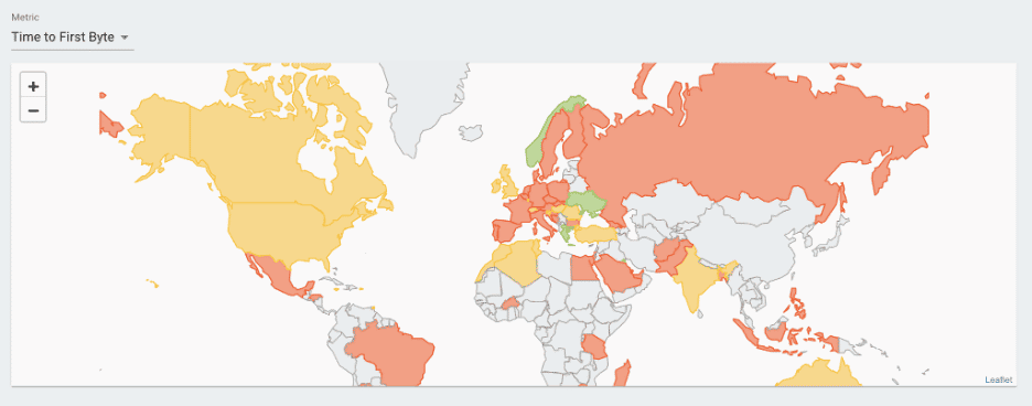 Edgemesh E-commerce Site Speed Time to First Byte By Geographic Location