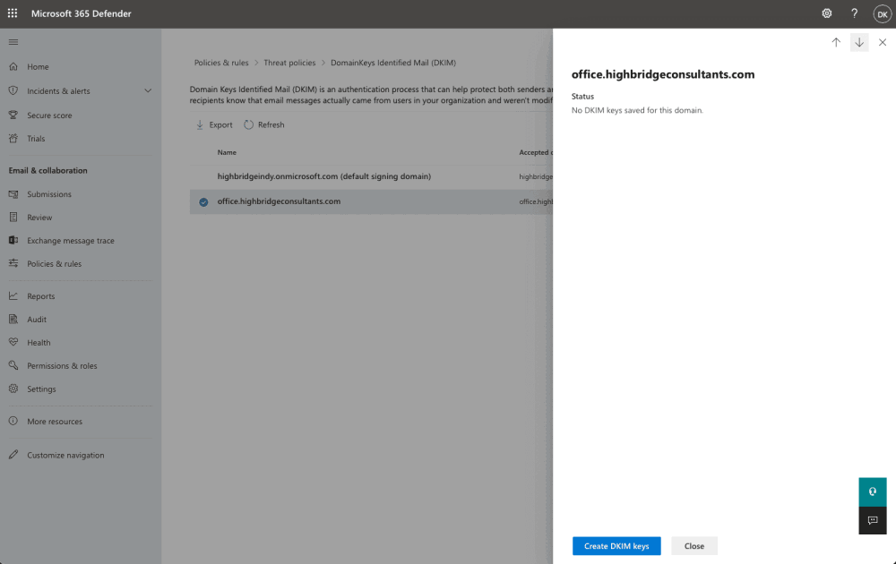 How To Set Up Email Authentication with Microsoft Office (SPF, DKIM, DMARC) 2 dkim keys microsoft 365 defender