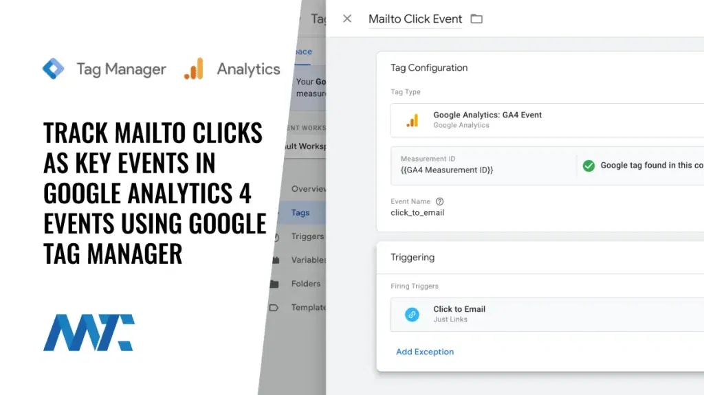 Track Mailto Clicks As Key Events In Google Analytics 4 Events Using Google Tag Manager