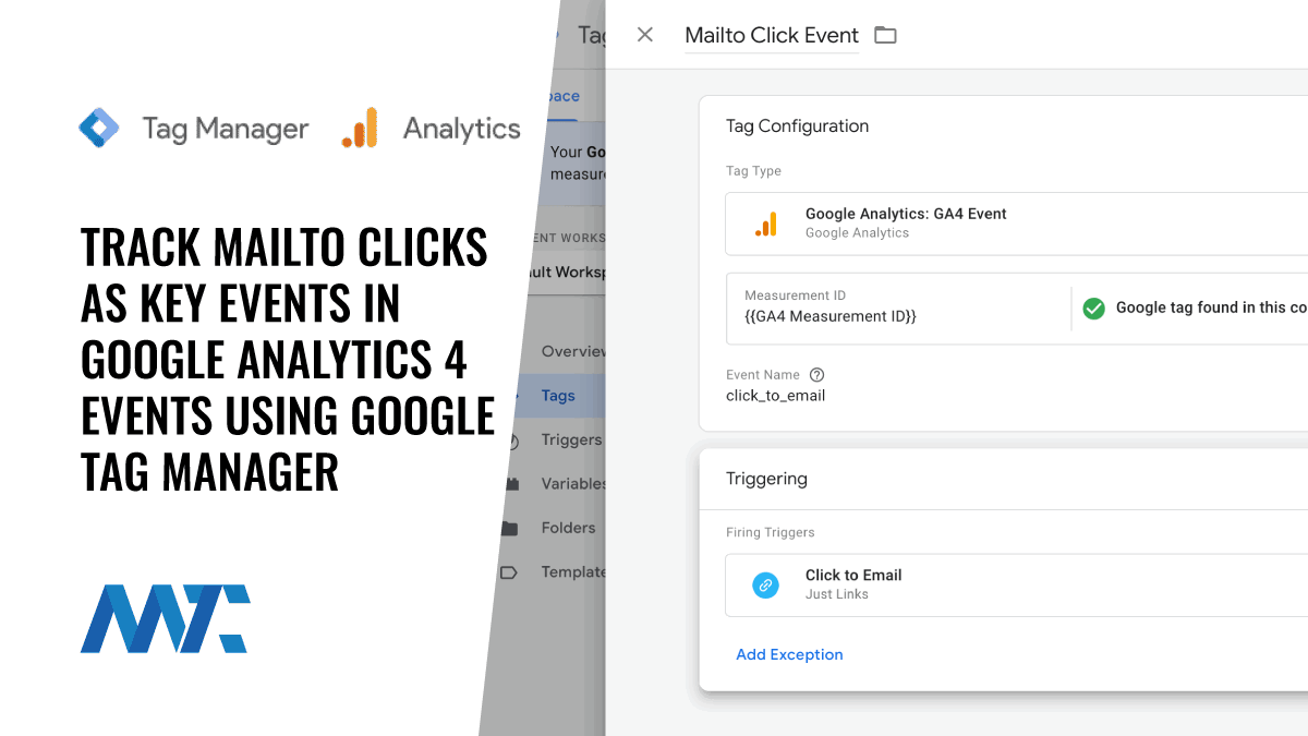 Track Mailto Clicks As Key Events In Google Analytics 4 Events Using Google Tag Manager