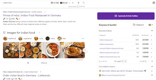 Keyword Research with Keyword Surfer