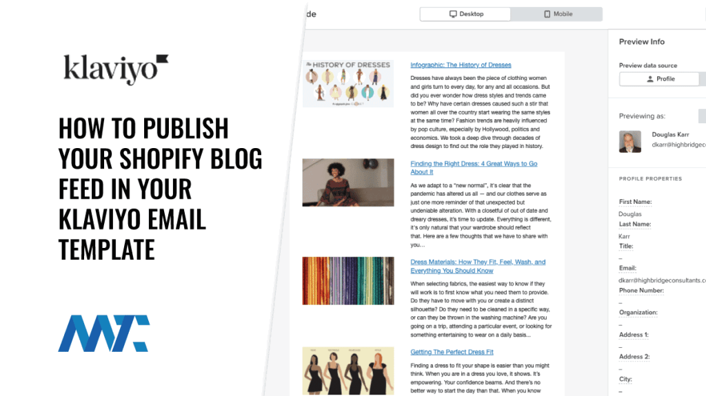 How to Publish Your Shopify Blog Feed In Your Klaviyo Email Template