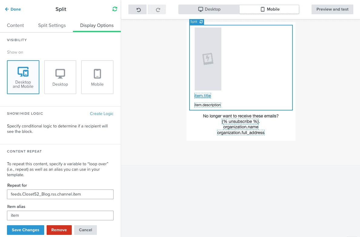 klaviyo-split-block-display-options