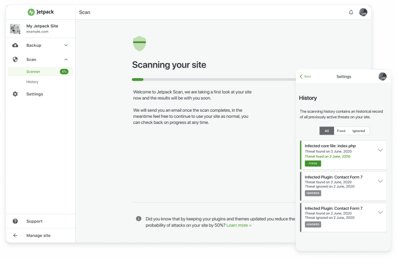 Jetpack Scanning WordPress for Malware