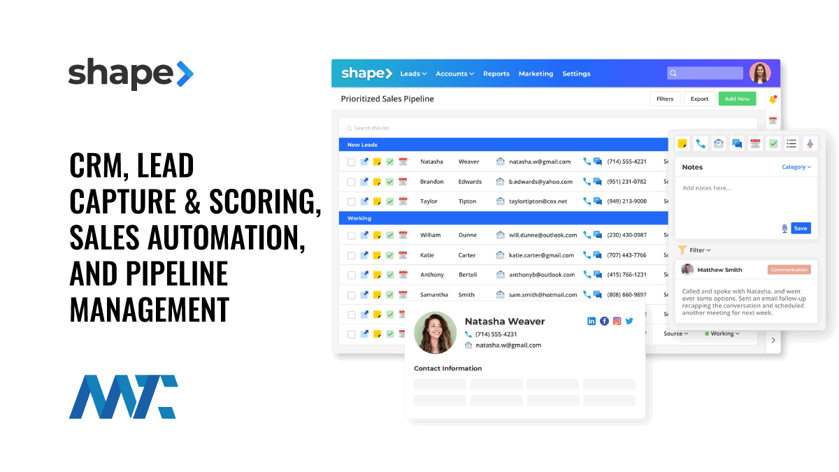 Shape CRM, Sales Automation, Pipeline Management