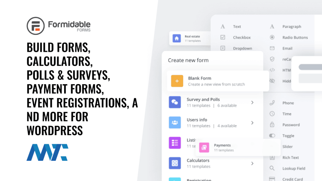 Build Calculators, Forms, Payments, Registrations, Surveys, on WordPress with Formidable