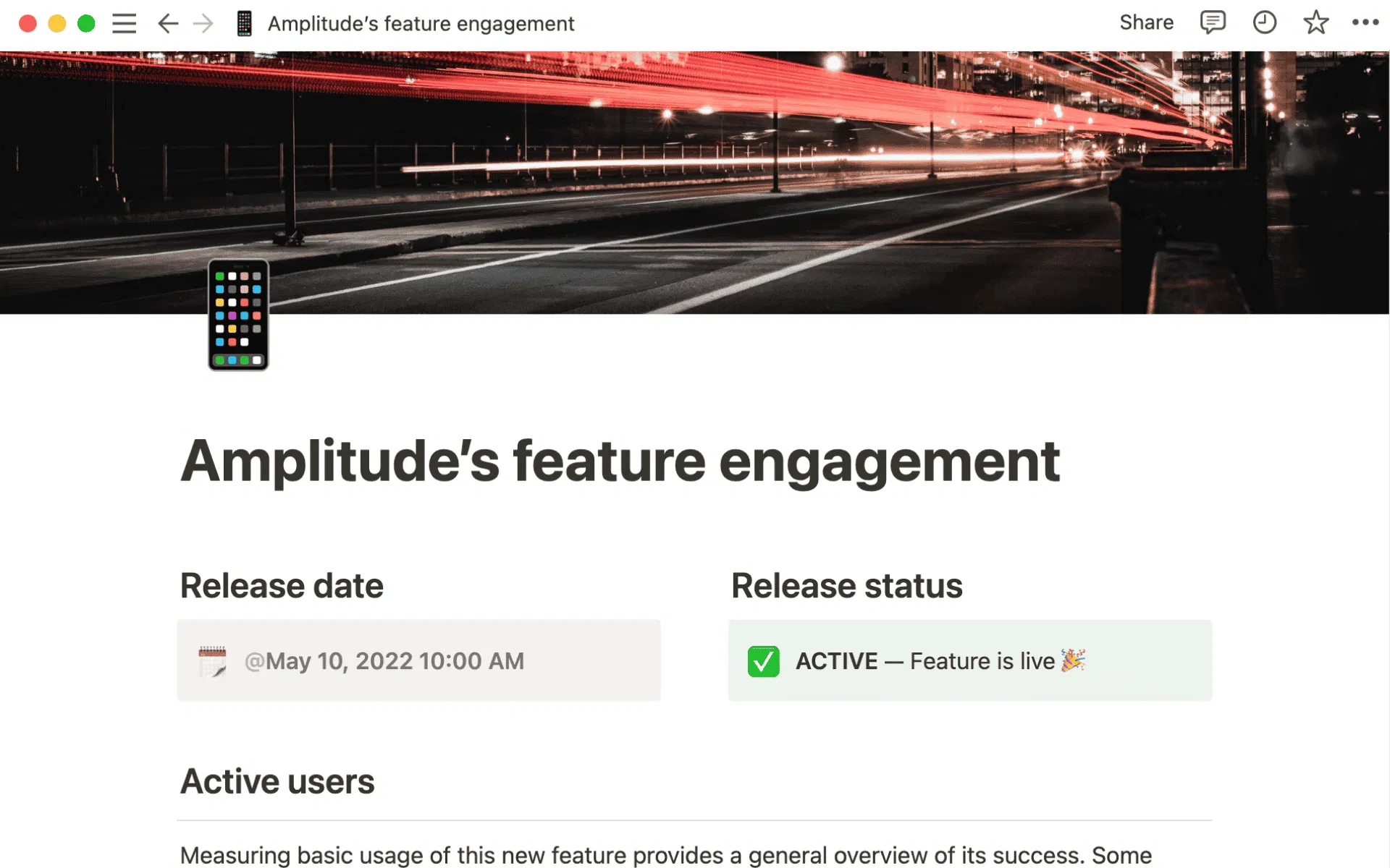 Feature Engagement Template