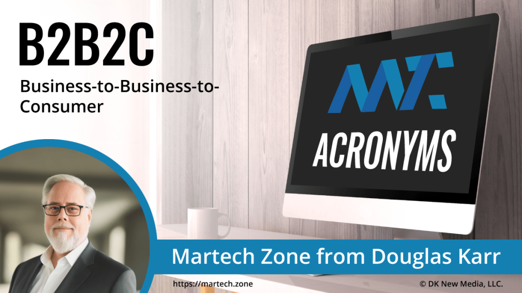 B2B2C: Business-to-Business-to-Consumer What is the acronym B2B2C? Business-to-Business-to-Consumer