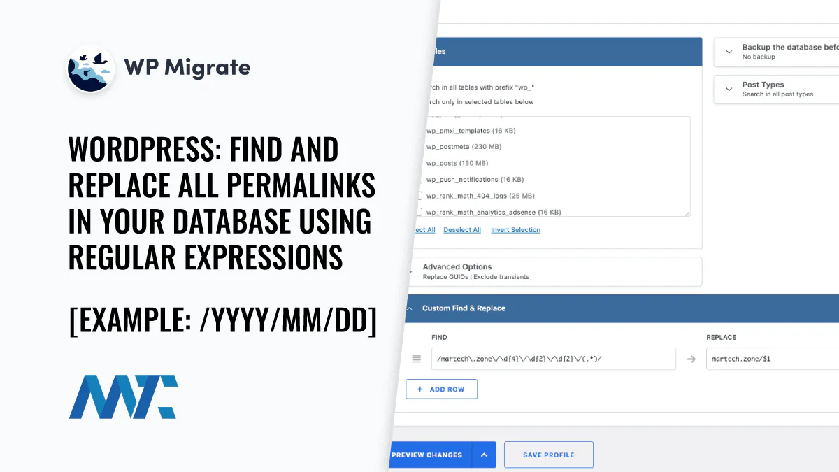 Regex Replace Permalinks in wp_posts with WP Migrate Pro for WordPress