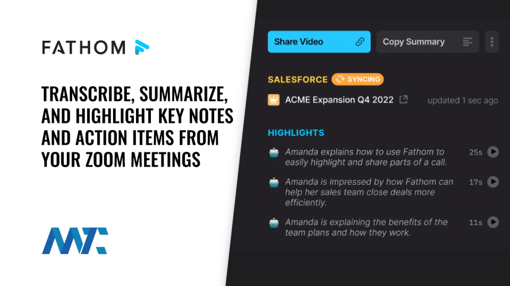 Fathom Zoom Add-On For Meeting Notes, Highlights, and Action Plans using NLP and AI