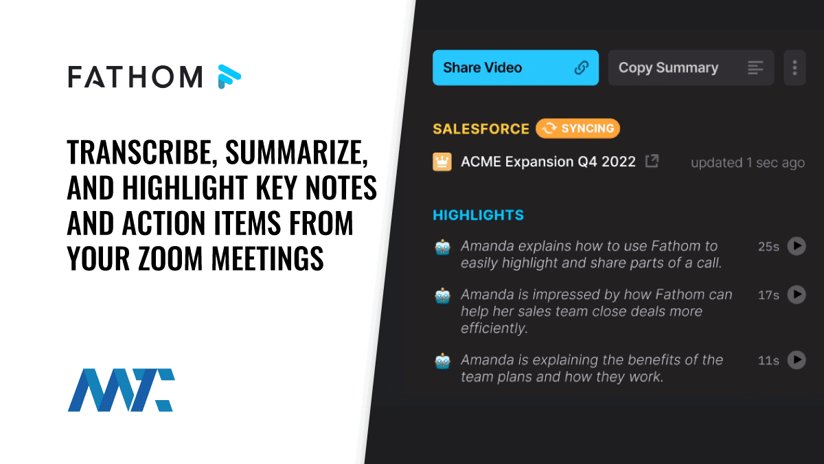 Fathom Zoom Add-On For Meeting Notes, Highlights, and Action Plans using NLP and AI