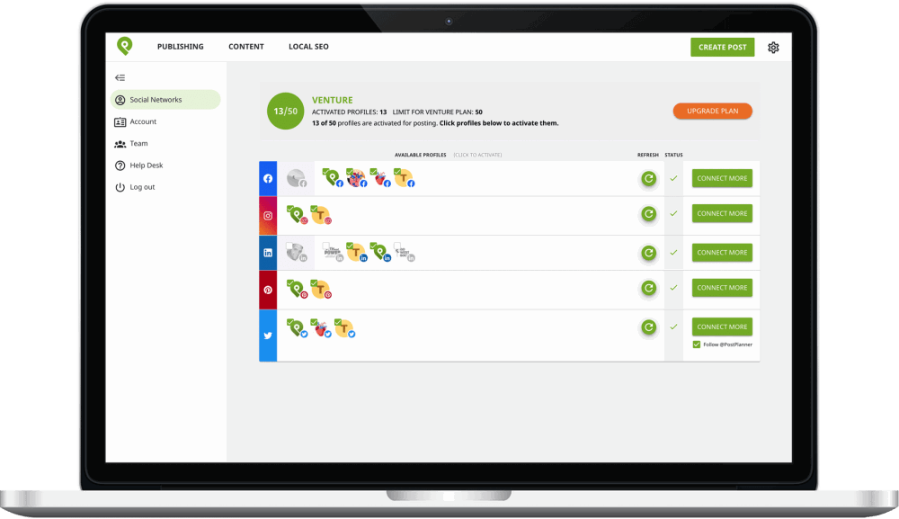 Post Planner - Connect Social Media Accounts