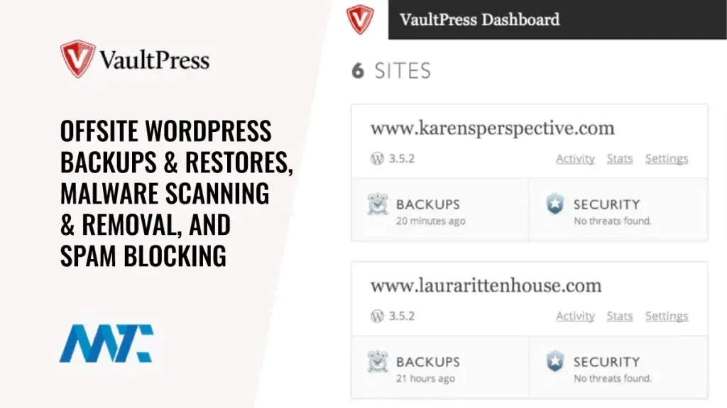 VaultPress WordPress Backups, Restores, Security, Malware Removal, Spam Protection