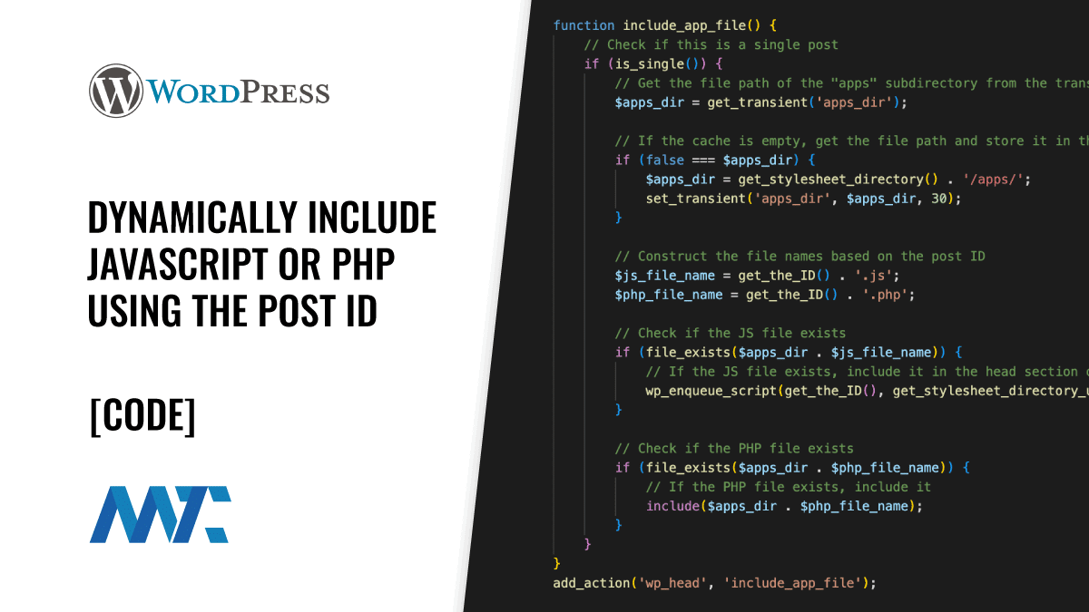 WordPress: Dynamically Include JavaScript or PHP Using the Post ID 1 WordPress: Functions.php include JS file or PHP based on Post_ID