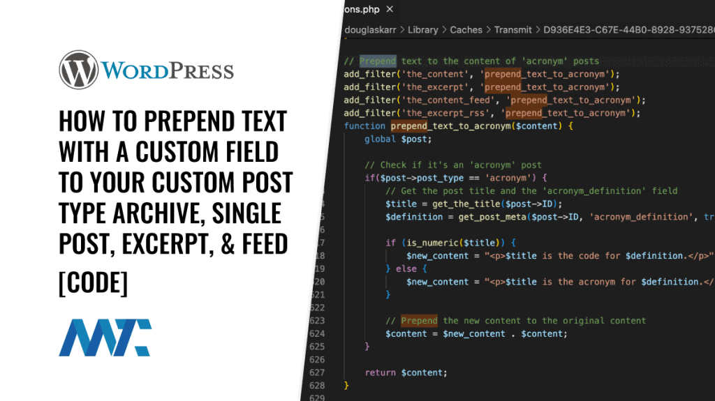 WordPress: Using add_filter to prepend text to archive, single post, rss, and feed