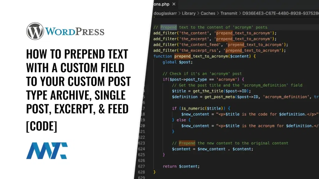 WordPress: Using add_filter to prepend text to archive, single post, rss, and feed